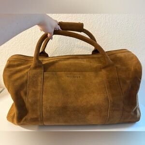 Tecovas Large Suede Leather Weekender Duffle Bag Brown Travel UNUSED No Strap